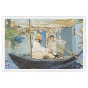 Edouard Manet - Monet Painting on His Studio Boat Acrylic Tray