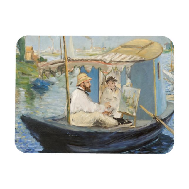 Edouard Manet - Monet Painting on His Studio Boat Magnet (Horizontal)