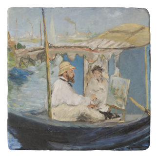 Edouard Manet - Monet Painting on His Studio Boat Trivet