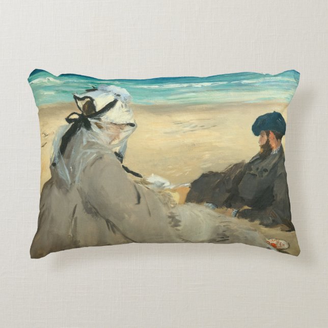Edouard Manet - On the Beach Accent Pillow (Front)