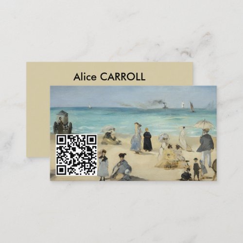 Edouard Manet _ On the Beach Boulogne _ QR Code Business Card