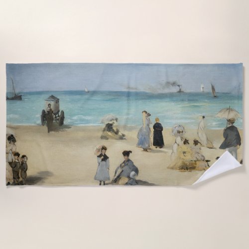 Edouard Manet _ On the Beach Boulogne_sur_Mer Beach Towel