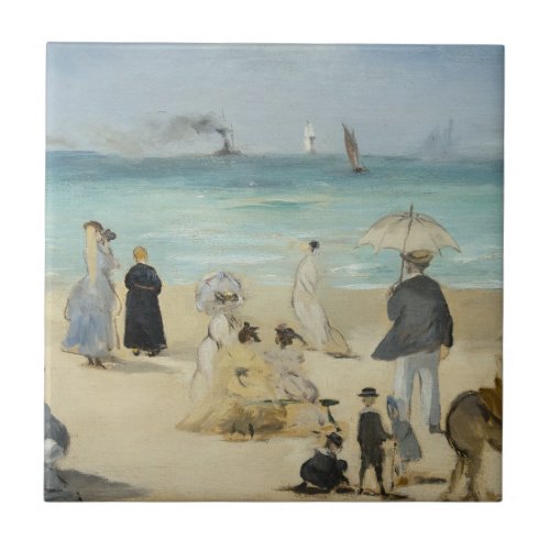 Edouard Manet _ On the Beach Boulogne_sur_Mer Ceramic Tile