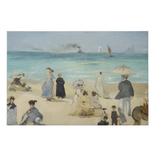 Edouard Manet _ On the Beach Boulogne_sur_Mer Faux Canvas Print