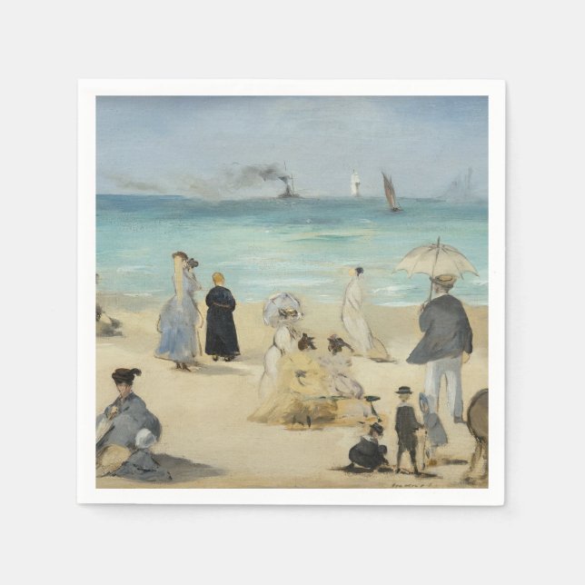 Edouard Manet - On the Beach, Boulogne-sur-Mer Napkins (Front)