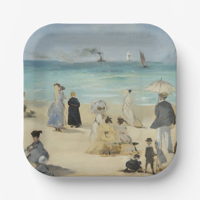 Edouard Manet - On the Beach, Boulogne-sur-Mer Paper Plates (Front)