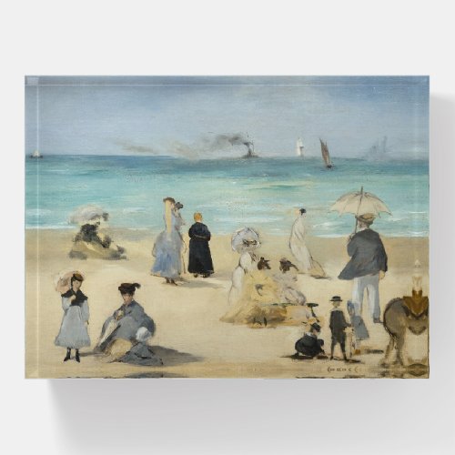 Edouard Manet _ On the Beach Boulogne_sur_Mer Paperweight
