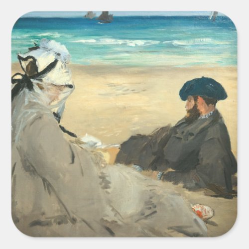 Edouard Manet _ On the Beach Square Sticker