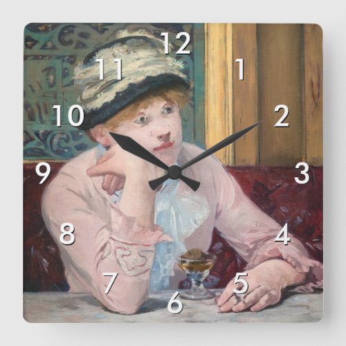 Edouard Manet _ Plum Brandy Square Wall Clock
