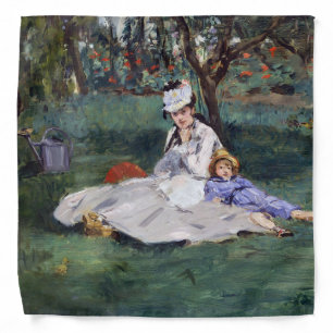 Edouard Manet - The Monet family in their garden Bandana