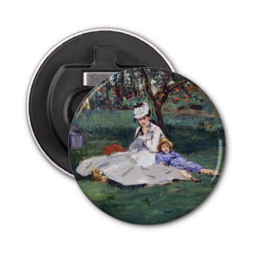 Edouard Manet _ The Monet family in their garden Bottle Opener