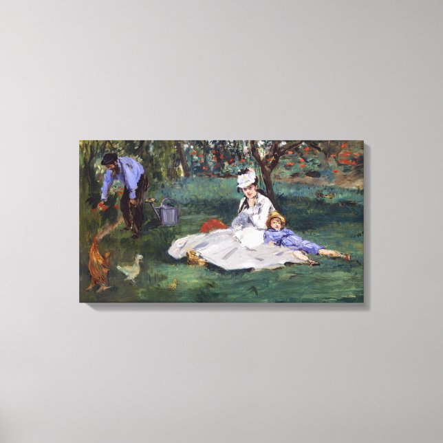 Edouard Manet - The Monet family in their garden Canvas Print (Front)