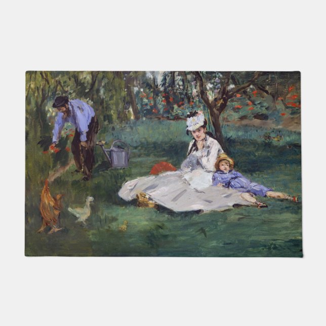 Edouard Manet - The Monet family in their garden Doormat (Front)