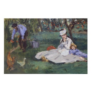Edouard Manet - The Monet family in their garden Faux Canvas Print