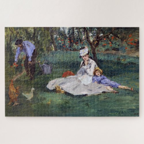 Edouard Manet _ The Monet family in their garden Jigsaw Puzzle