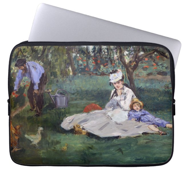 Edouard Manet - The Monet family in their garden Laptop Sleeve (Front)