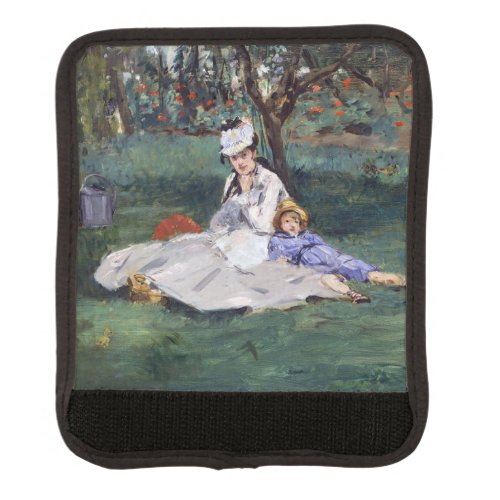 Edouard Manet _ The Monet family in their garden Luggage Handle Wrap