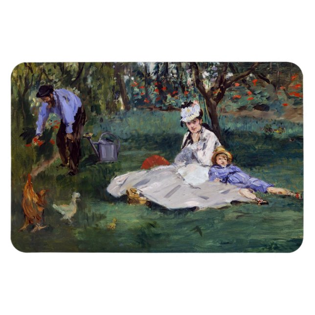 Edouard Manet - The Monet family in their garden Magnet (Horizontal)