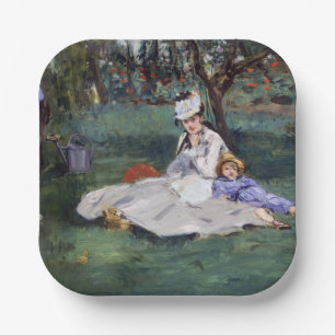 Edouard Manet - The Monet family in their garden Paper Plates
