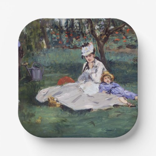 Edouard Manet _ The Monet family in their garden Paper Plates