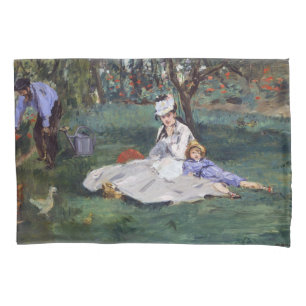 Edouard Manet - The Monet family in their garden Pillow Case