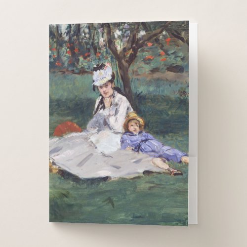 Edouard Manet _ The Monet family in their garden Pocket Folder