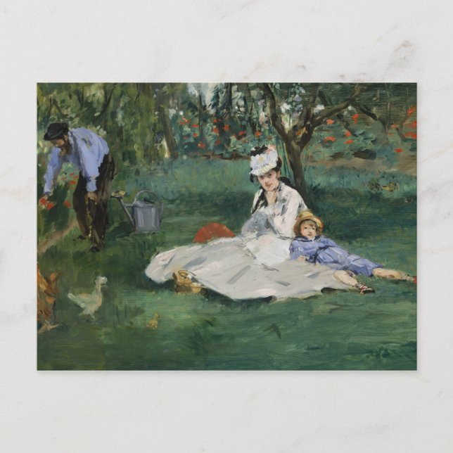 Edouard Manet - The Monet Family in Their Garden Postcard (Front)