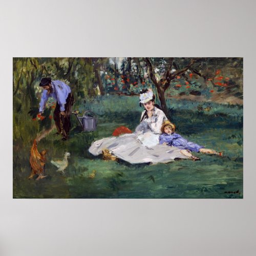 Edouard Manet _ The Monet family in their garden Poster
