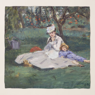Edouard Manet - The Monet family in their garden Scarf