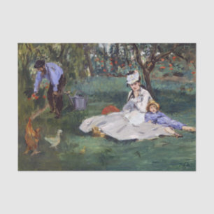 Edouard Manet - The Monet family in their garden Tissue Paper