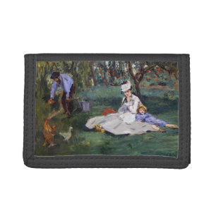 Edouard Manet - The Monet family in their garden Tri-fold Wallet