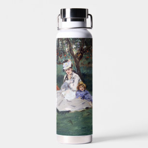 Edouard Manet - The Monet family in their garden Water Bottle