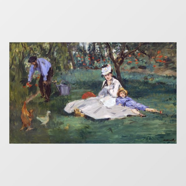 Edouard Manet - The Monet family in their garden Window Cling (Sheet)