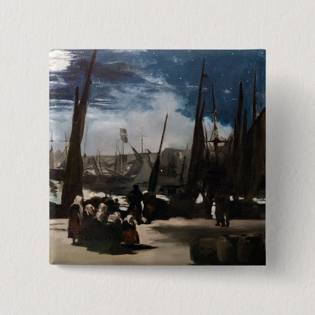 Edouard Manet - The Port of Boulogne by Moonlight Button (Front)