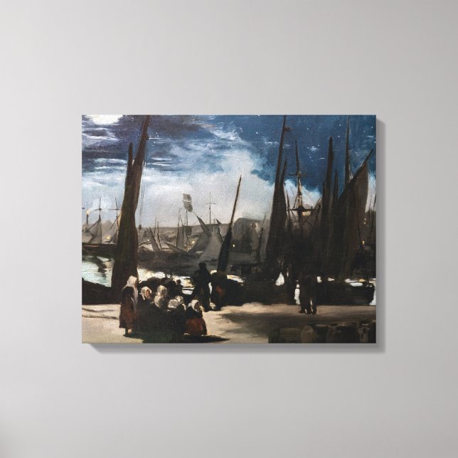Edouard Manet - The Port of Boulogne by Moonlight Canvas Print (Front)