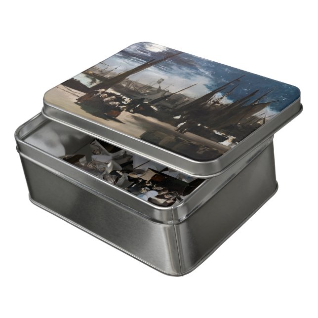 Edouard Manet - The Port of Boulogne by Moonlight Jigsaw Puzzle (Lid Open)