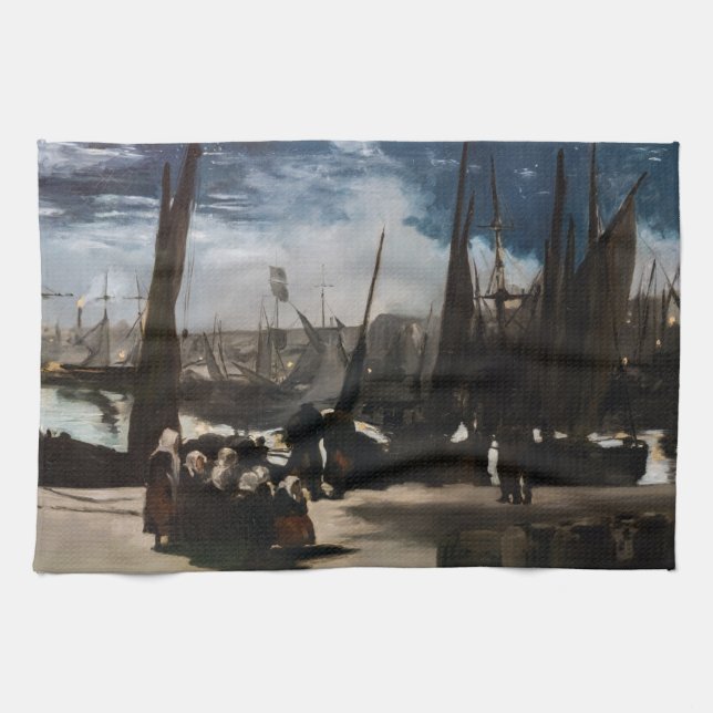Edouard Manet - The Port of Boulogne by Moonlight Kitchen Towel (Horizontal)
