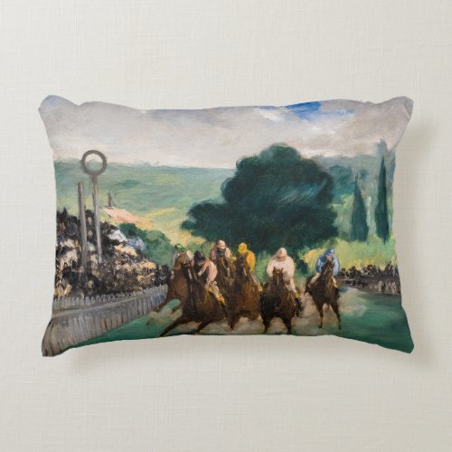 Edouard Manet _ The Races at Longchamp Accent Pillow