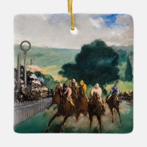Edouard Manet _ The Races at Longchamp Ceramic Ornament