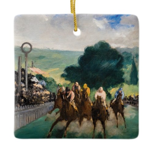 Edouard Manet - The Races at Longchamp Ceramic Ornament