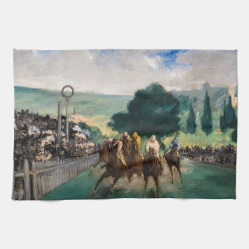 Edouard Manet _ The Races at Longchamp Kitchen Towel