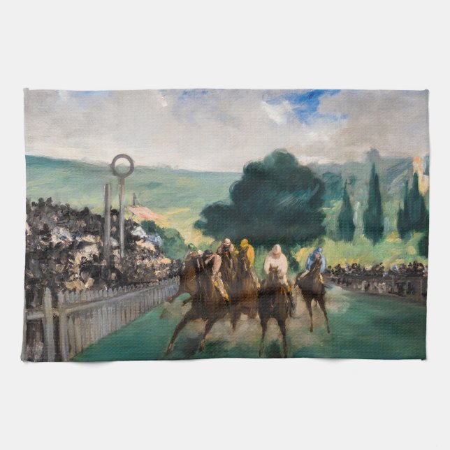 Edouard Manet - The Races at Longchamp Kitchen Towel (Horizontal)
