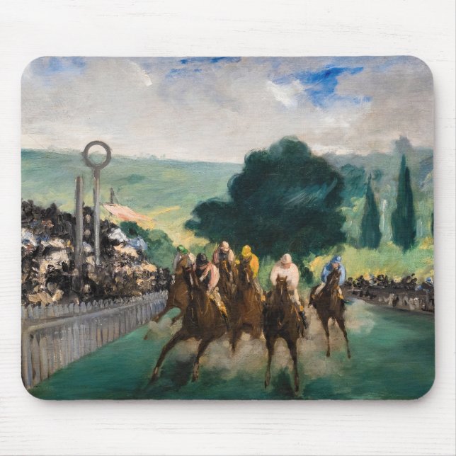 Edouard Manet - The Races at Longchamp Mouse Pad (Front)