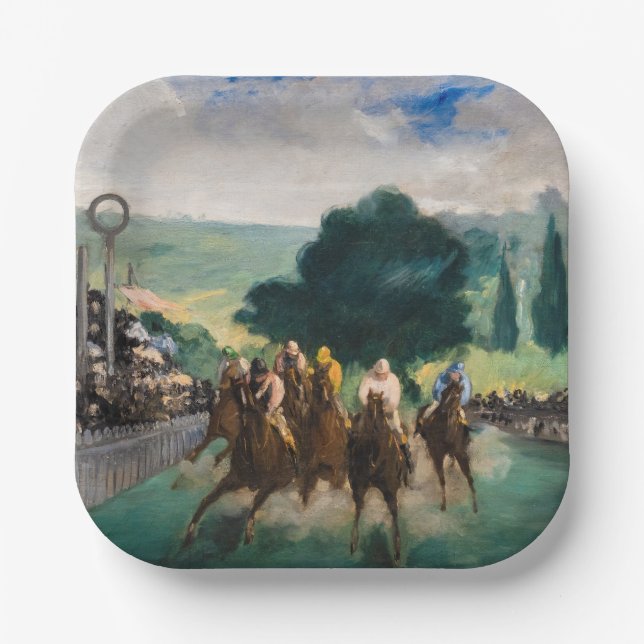 Edouard Manet - The Races at Longchamp Paper Plates (Front)