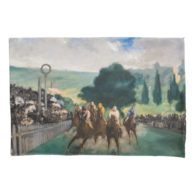 Edouard Manet - The Races at Longchamp Pillow Case (Front)