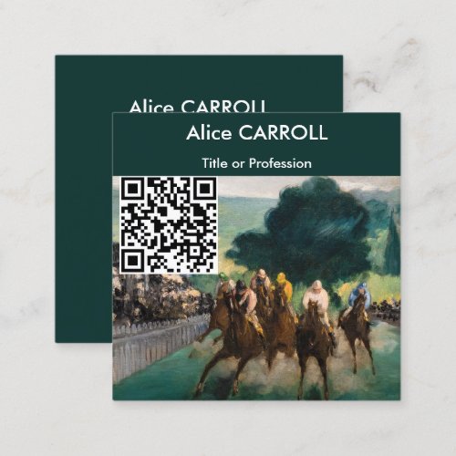 Edouard Manet _ The Races at Longchamp _ QR Code Square Business Card