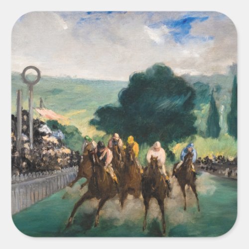 Edouard Manet _ The Races at Longchamp Square Sticker