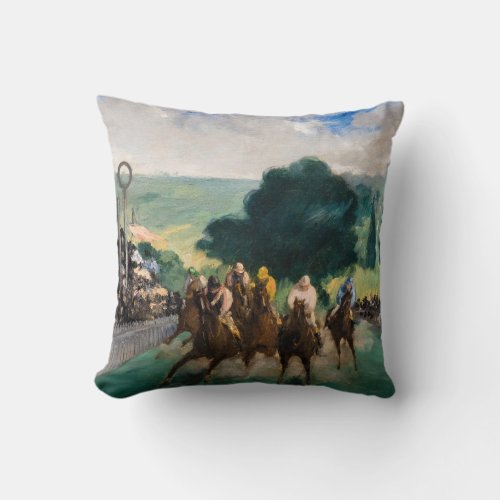 Edouard Manet _ The Races at Longchamp Throw Pillow