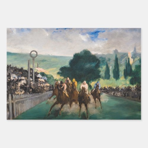 Edouard Manet _ The Races at Longchamp Wrapping Paper Sheets