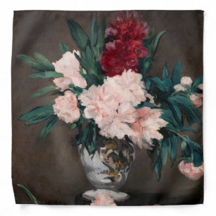 Edouard Manet - Vase of Peonies on  Small Pedestal Bandana